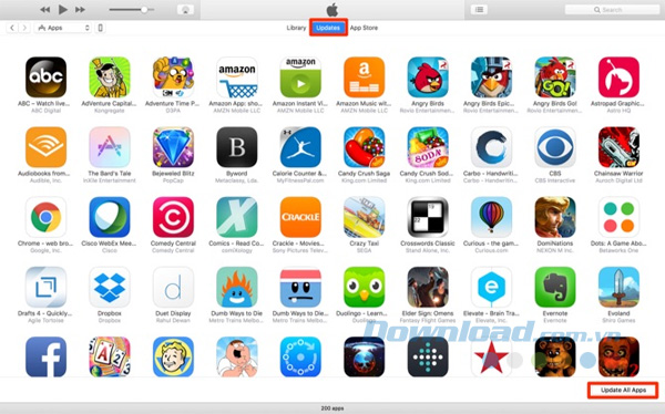 Cập nhật ứng dụng thông qua iTunes