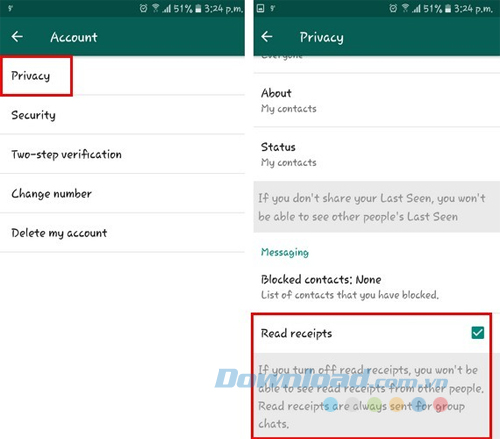 Vô hiệu hóa tính năng đã đọc