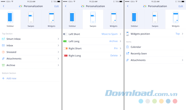 Tùy chỉnh Smart Inbox