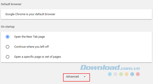 Nhấp chuột vào nút Advanced