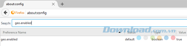 Nhập geo.enabled trong hộp tìm kiếm