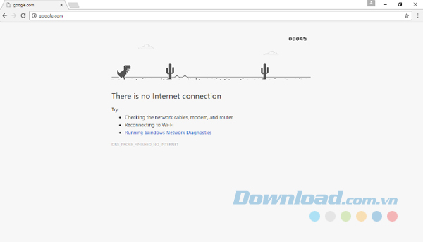 T-Rex Run trên Google Chrome