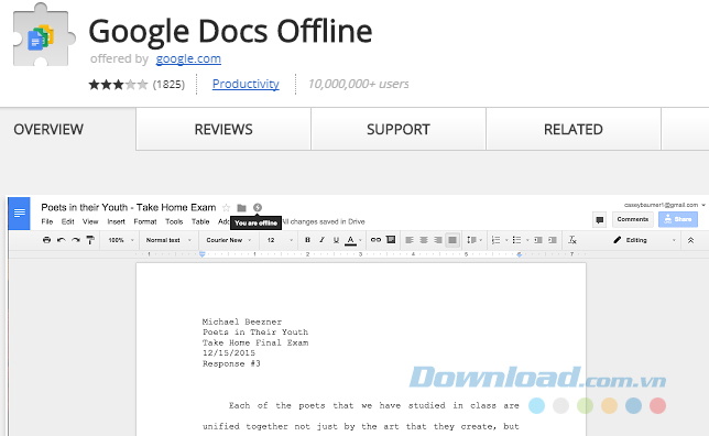 Tải và cài đặt tiện ích Google Docs Offline