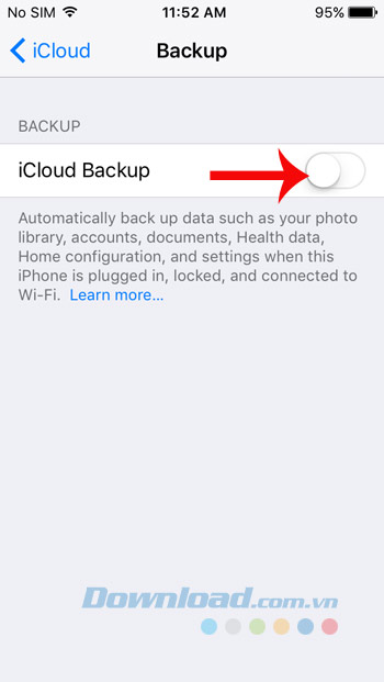 Kích hoạt iCloud Backup