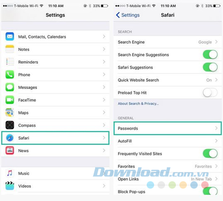 Không tự động lưu mật khẩu trên Safari