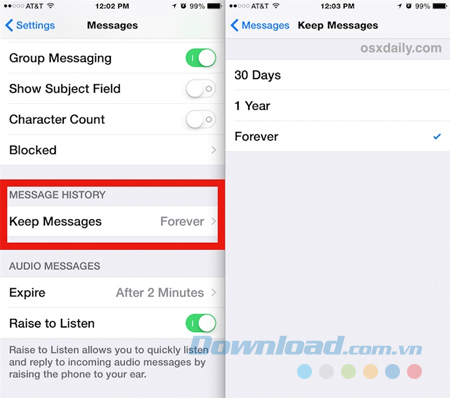 Tin nhắn tự động xóa