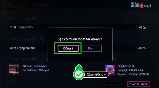 Xác nhận thoát tài khoản