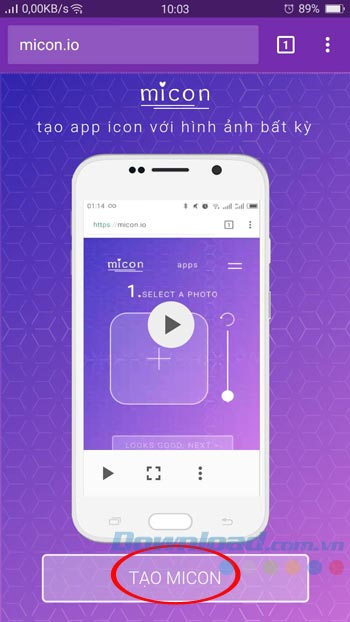 Tạo icon ứng dụng điện thoại từ ảnh cá nhân với Micon.io