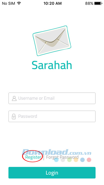 Đăng ký tài khoản Sarahah