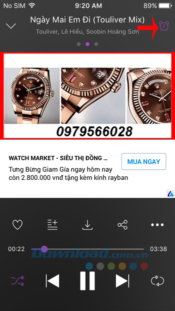 Hẹn giờ tắt nhạc thành công