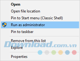 Chọn Run as administrator