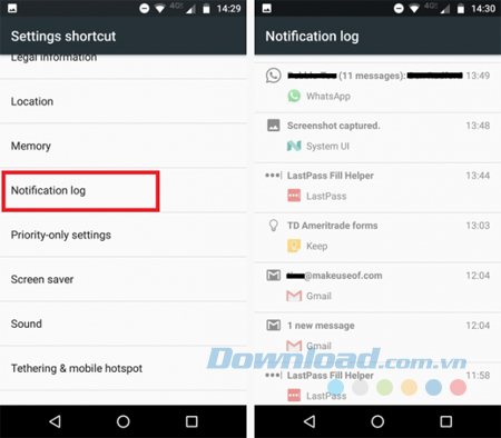 Nhật ký thông báo