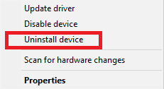 Chọn Uninstall device