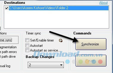 Nhấn nút Synchronize