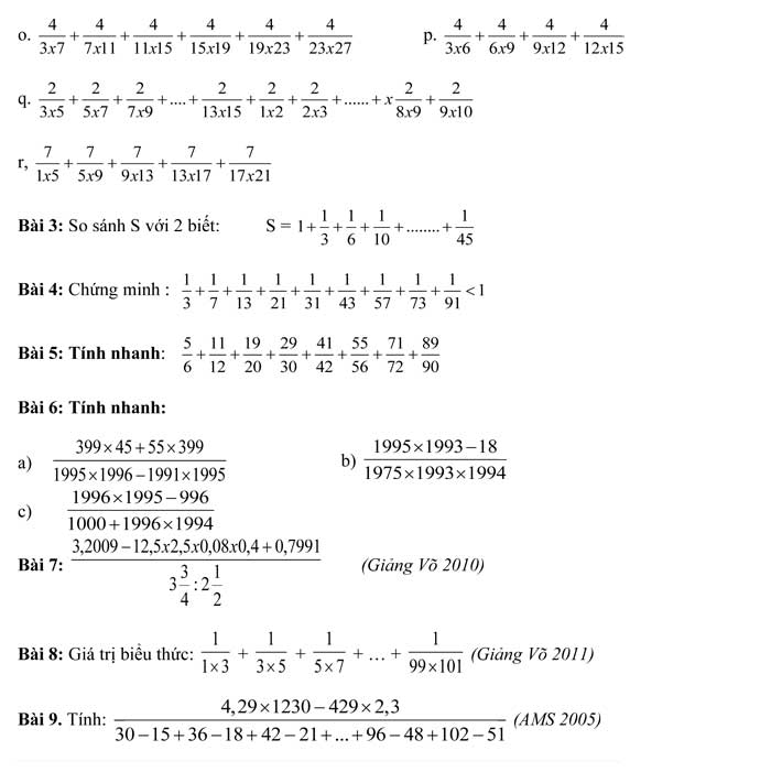 Tổng hợp các dạng bài tập môn Toán lớp 4