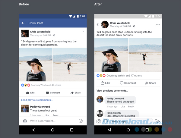 Facebook trước và sau thay đổi