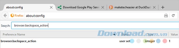 Cấu hình nút Backspace