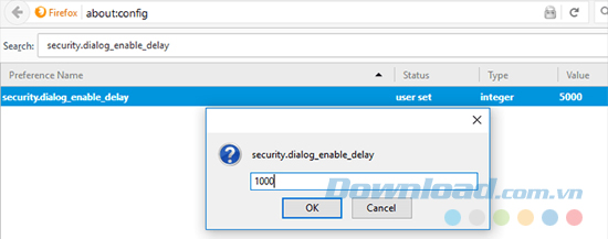 Vô hiệu hóa thời gian trễ khi cài đặt tiện ích
