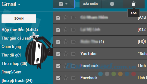 Xóa mọi thư trong thư mục rác