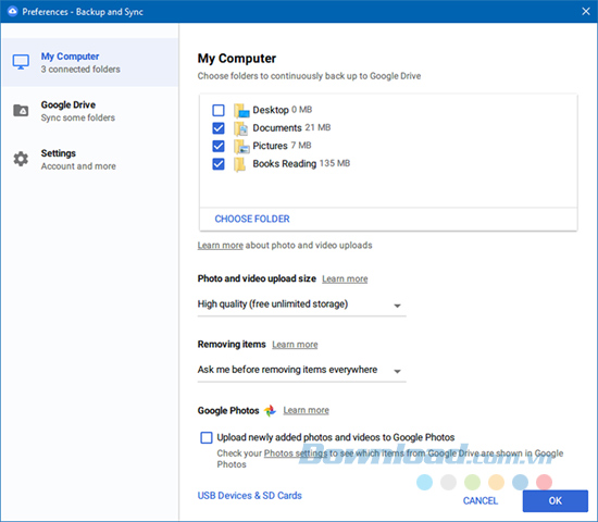 Sao lưu máy tính lên Google Drive