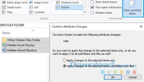 Ẩn nhiều tập tin và thư mục