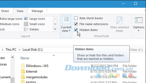 Xem các file và folder đã bị ẩn