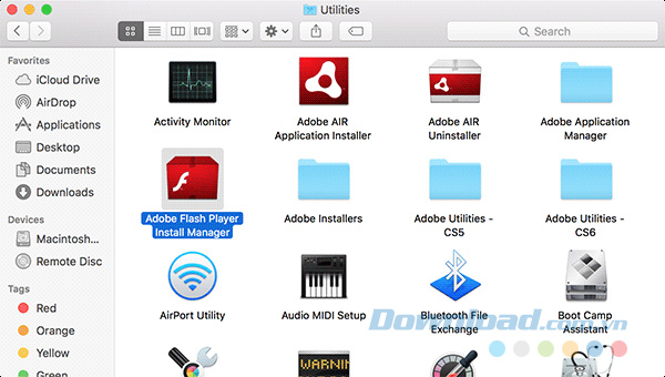 Nhấp vào Adobe Flash Player Install Manager