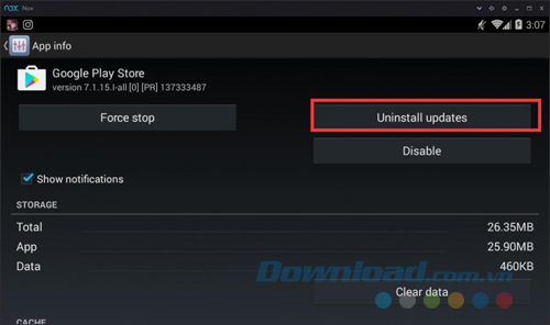 Gỡ cài đặt cập nhật CH Play