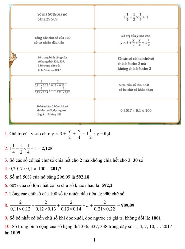 Đề thi Violympic Toán lớp 5 vòng 19 năm 2016 - 2017