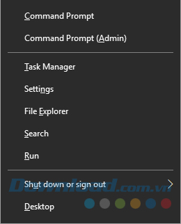 Truy cập thông qua phím Windows + X