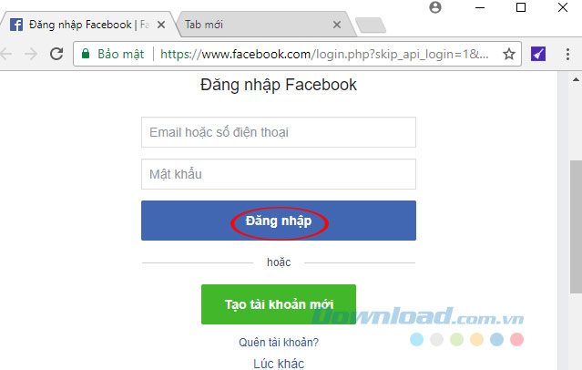Đăng nhập Facebook