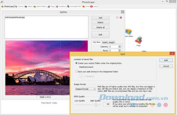 Sử dụng công cụ Splitter
