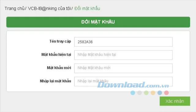 Đổi mật khẩu đăng nhập