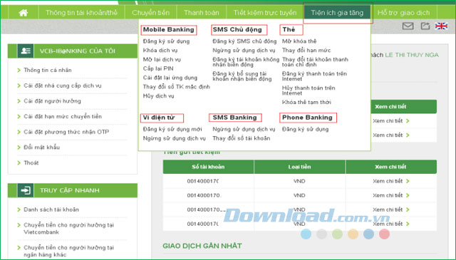 Đăng ký dịch vụ tiện ích gia tăng