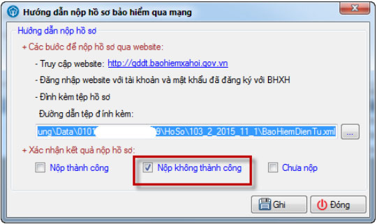 Nộp không thành công