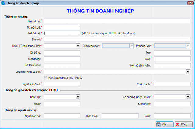 Nhập thông tin doanh nghiệp