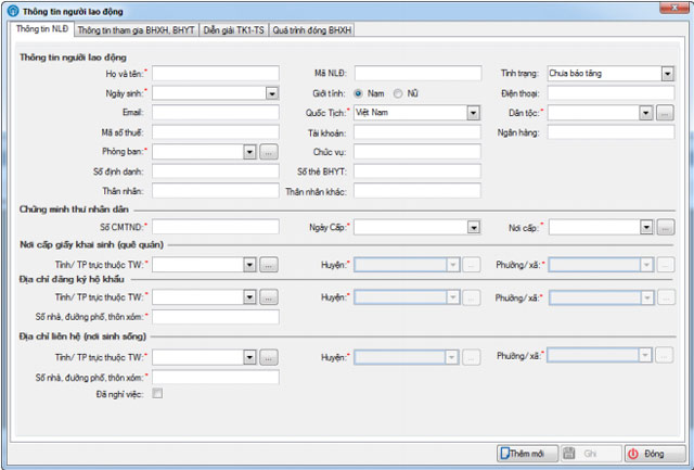 Thông tin người lao động