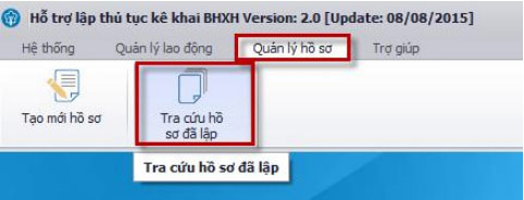 Tra cứu hồ sơ đã lập.