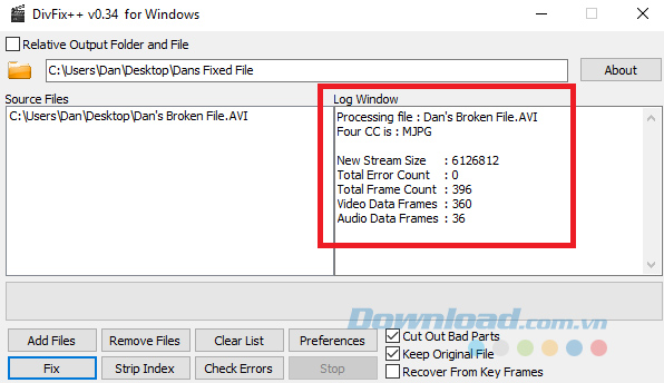 Xác nhận trong Log Windows