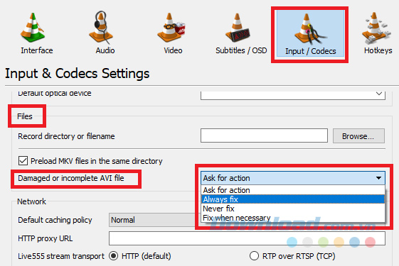 Chọn các tùy chọn