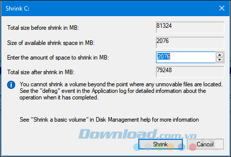 Thu gọn phân vùng