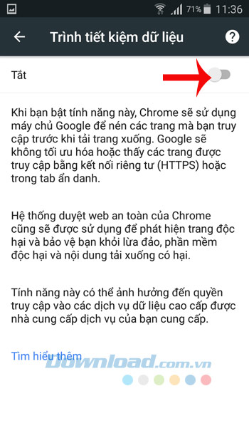 Bật trình tiết kiệm dữ liệu