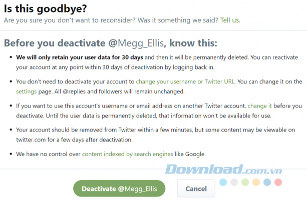 Xóa tài khoản Twitter