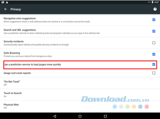 Kích hoạt Prefetch Websites