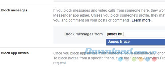 Nhập tên người bạn muốn chặn