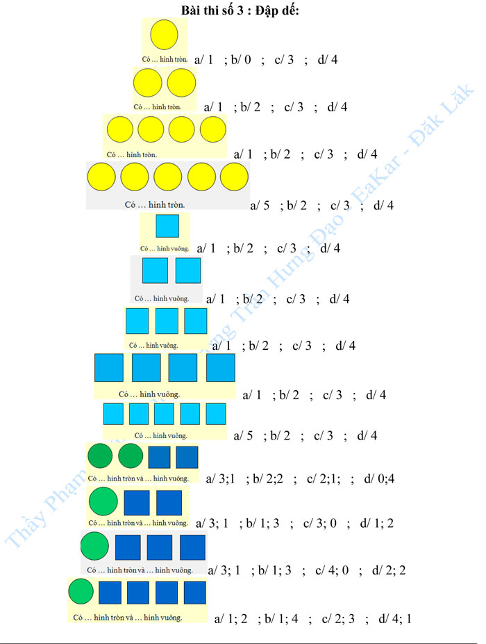 Đề thi Violympic Toán lớp 1 vòng 1