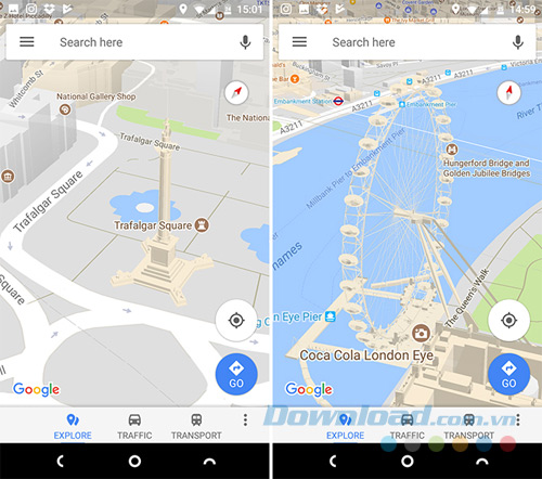 Xem các tòa nhà trong chế độ 3D