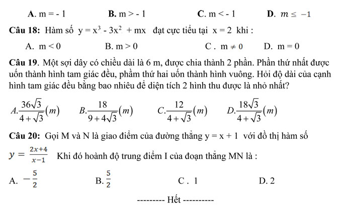 Đề kiểm tra khảo sát môn Toán lớp 12
