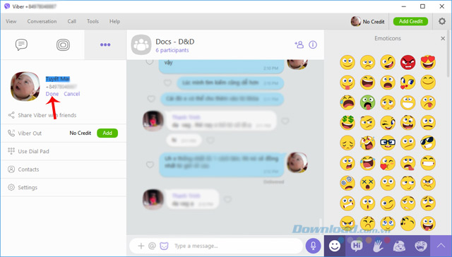 Đổi tên tài khoản Viber