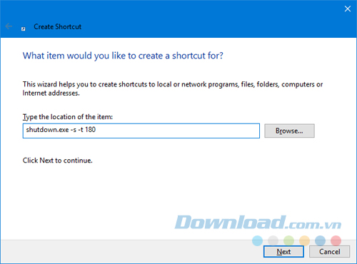 Tạo phím tắt hẹn thời gian tắt máy